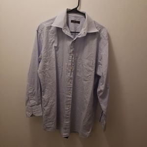 Tasso Elba MensLong Sleeve Blue Striped Mens Shirt